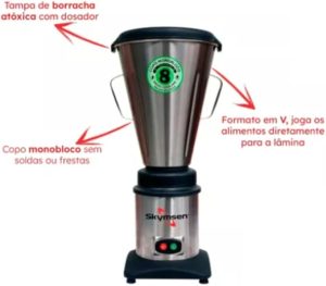 Liquidificador Industrial Skymsen Baixa Rotacao LC8 8 Lt 220v Liquidificador Industrial Skymsen Baixa Rotação LC8 8 Lt 220v
